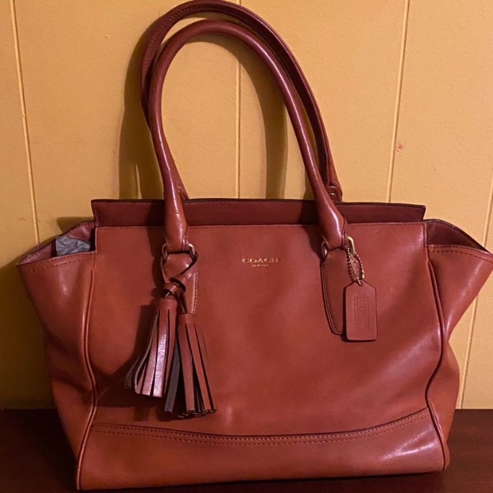 Coach Candace Leather Medium Carryall in Cognac